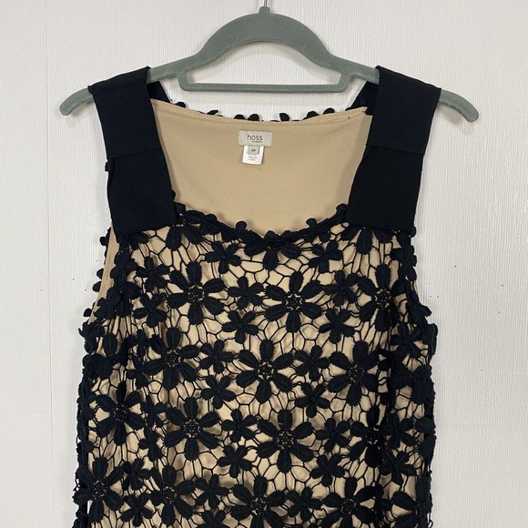 HOSS INTROPIA WOMAN’S BLACK & NUDE CROCHET LACE LINED DRESS SIZE 40. - Picture 2 of 11